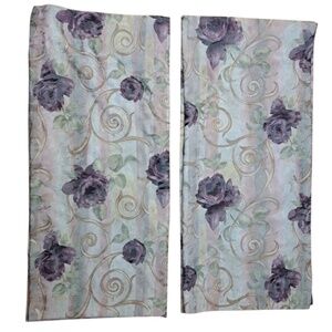 7PCS Croscill Chambord Amethyst Floral‎ Blouson Window Valences & Curtain Panels